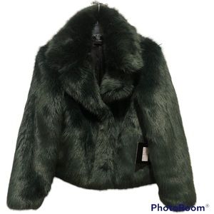 Faux Fur Coat Emerald Green XS